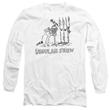 White men's long sleeve t-shirt with Regular Show Tattoo Art graphic