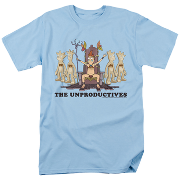 Light blue men's regular fit t-shirt with Rick and Morty The Unproductives graphic