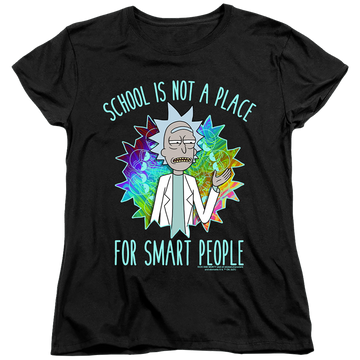 Black women's t-shirt with Rick and Morty School graphic