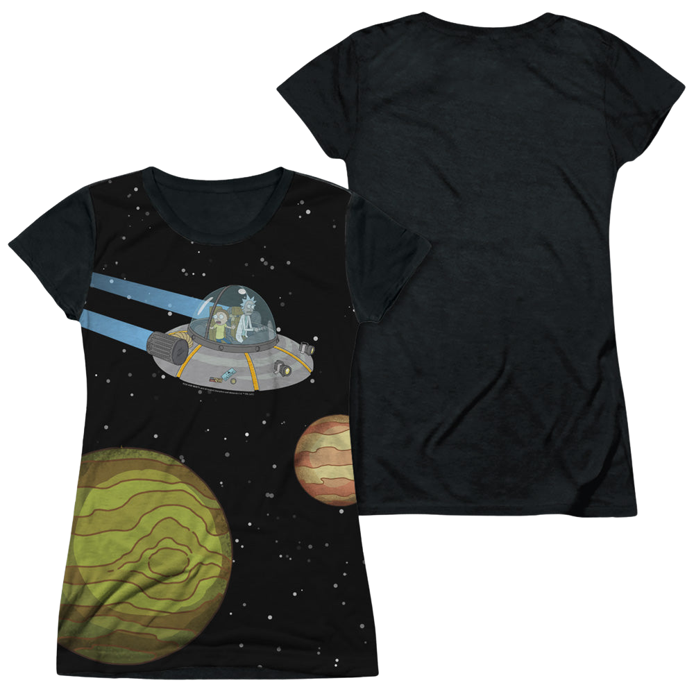 Rick and Morty Rick And Morty In Space - Juniors Black Back T-Shirt Juniors Black Back T-Shirt Rick and Morty
