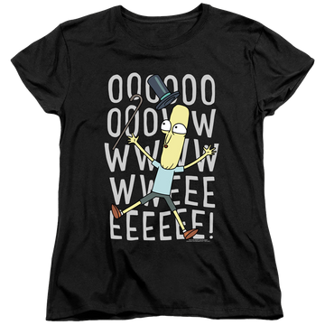 Black women's t-shirt with Rick and Morty Oowweeeee graphic