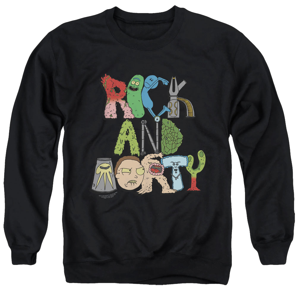 Rick and Morty Illustrated Logo - Men's Crewneck Sweatshirt Men's Crewneck Sweatshirt Rick and Morty