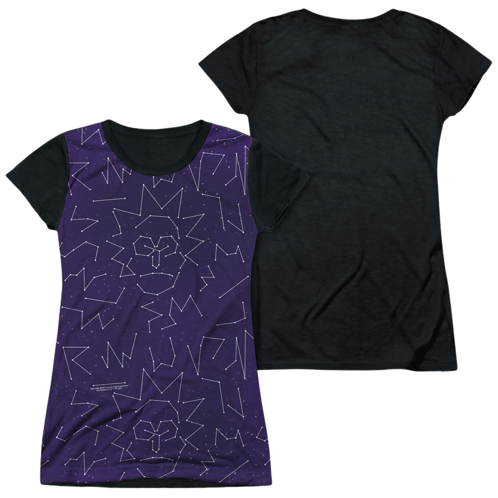 Rick and Morty Stars - Juniors Black Back T-Shirt Juniors Black Back T-Shirt Rick and Morty