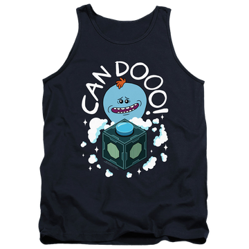Navy men's tank with Rick and Morty Can Do graphic