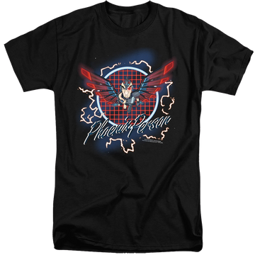 Black men's tall fit t-shirt with Rick and Morty Phoenix Person graphic