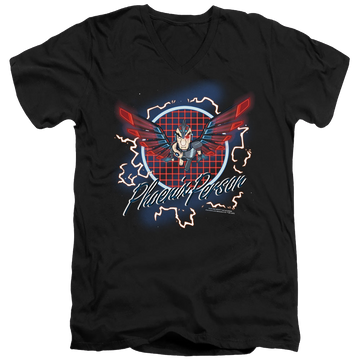 Black men's v-neck t-shirt with Rick and Morty Phoenix Person graphic