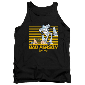 Black men's tank with Rick and Morty Bad Person graphic