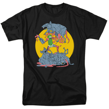 Black men's regular fit t-shirt with Rick and Morty The Adventures Of Pickle Rick graphic