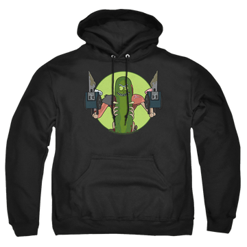 Black pullover hoodie with Rick and Morty I Love Myself graphic