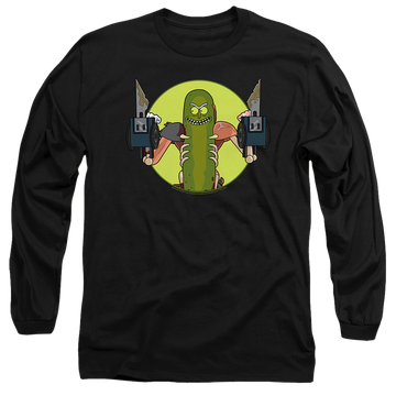 Black men's long sleeve t-shirt with Rick and Morty I Love Myself graphic