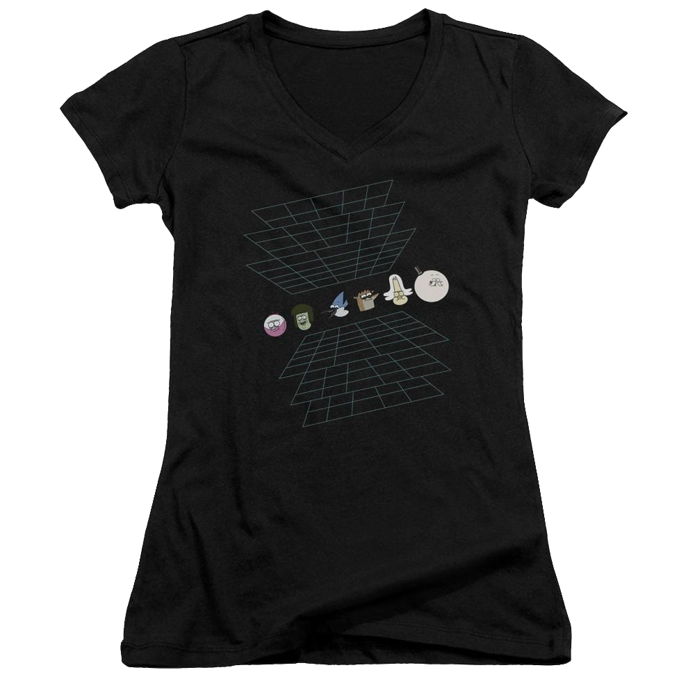 Regular Show Regular Grid Juniors V-Neck T-Shirt Juniors V-Neck T-Shirt The Regular Show