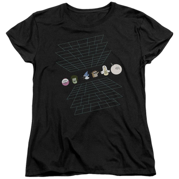 Black women's t-shirt with Regular Show Regular Grid graphic