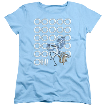 Light blue women's t-shirt with Regular Show Oooooh graphic
