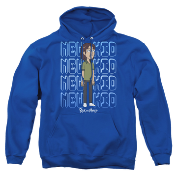 Royal pullover hoodie with Rick and Morty Bruce Chutback graphic