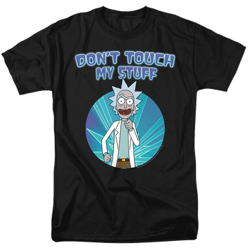 Black men's regular fit t-shirt with Rick and Morty Don't Touch graphic