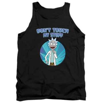Black men's tank with Rick and Morty Don't Touch graphic