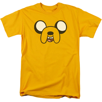 Gold men's regular fit t-shirt with Adventure Time Jake Head graphic