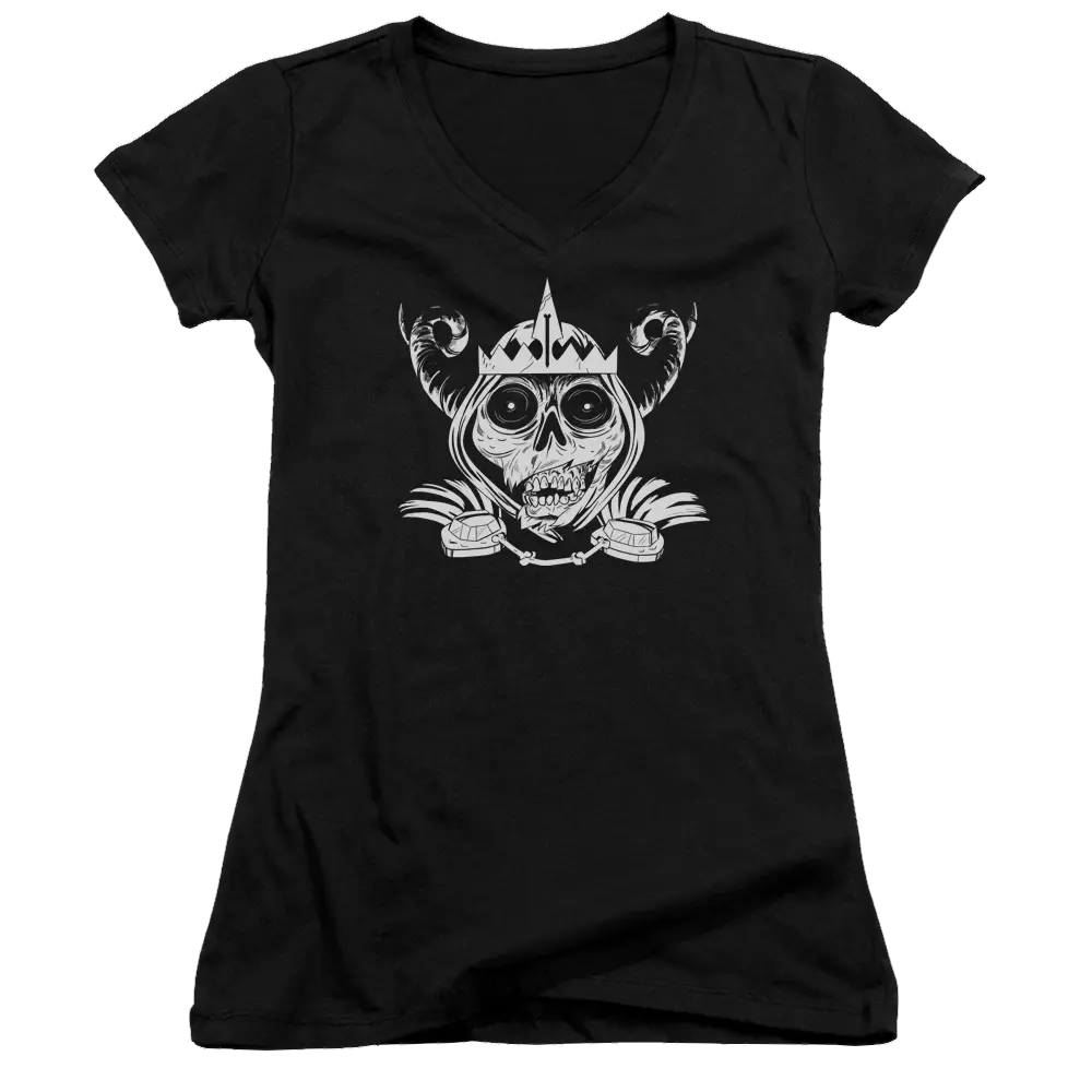 Adventure Time Skull Face - Juniors V-Neck T-Shirt Adventure Time