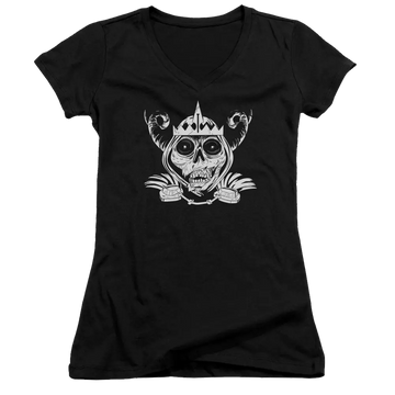 Adventure Time Skull Face - Juniors V-Neck T-Shirt Adventure Time