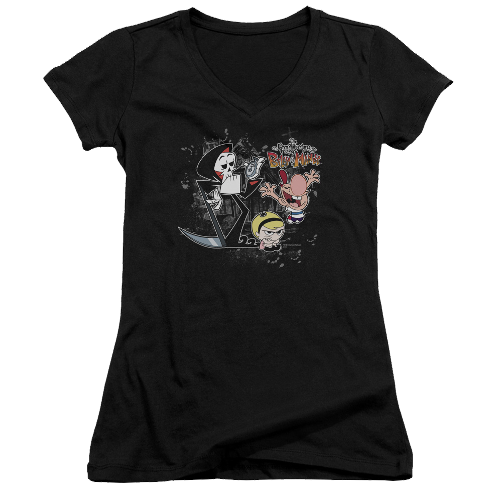 Grim Adventures of Billy & Mandy, The Splatter Cast - Juniors V-Neck T-Shirt Juniors V-Neck T-Shirt The Grim Adventures of Billy & Mandy