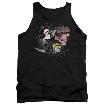 Black men's tank with The Grim Adventures of Billy & Mandy Splatter Cast graphic