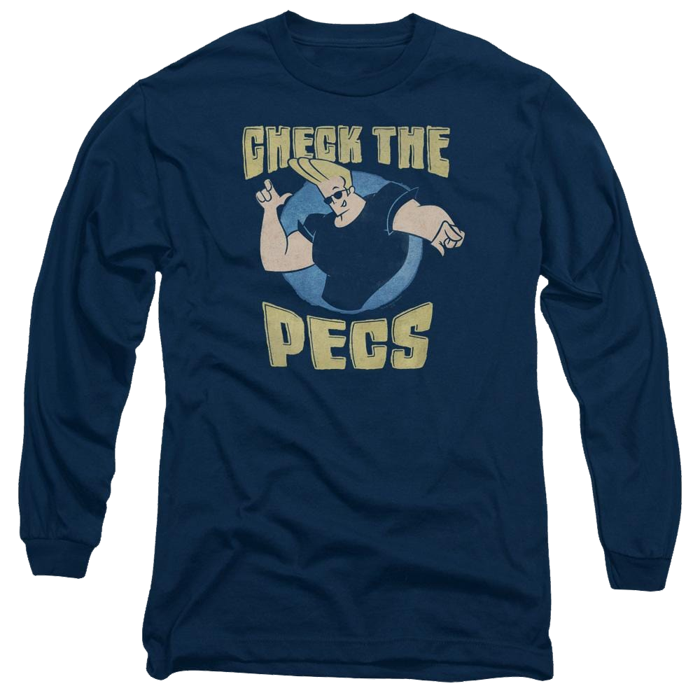Johnny Bravo Check The Pects Men's Long Sleeve T-Shirt Men's Long Sleeve T-Shirt Johnny Bravo