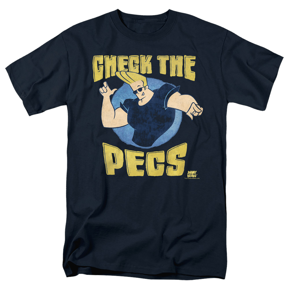 Johnny Bravo Check The Pects Men's Regular Fit T-Shirt Men's Regular Fit T-Shirt Johnny Bravo