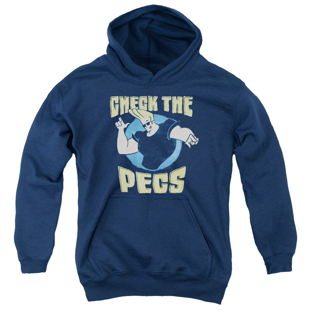 Johnny Bravo Check The Pects - Youth Hoodie Youth Hoodie (Ages 8-12) Johnny Bravo