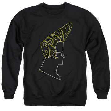 Black men's crewneck sweatshirt with Johnny Bravo Bravo Hair graphic