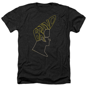 Charcoal men's heather t-shirt with Johnny Bravo Bravo Hair graphic