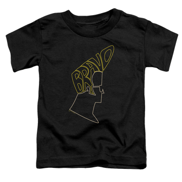 Black toddler t-shirt with Johnny Bravo Bravo Hair graphic