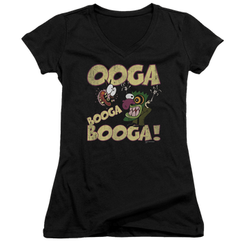 Courage Ooga Booga Booga - Juniors V-Neck T-Shirt Juniors V-Neck T-Shirt Courage the Cowardly Dog