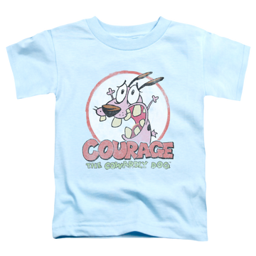 Light blue toddler t-shirt with Courage the Cowardly Dog Vintage Courage graphic