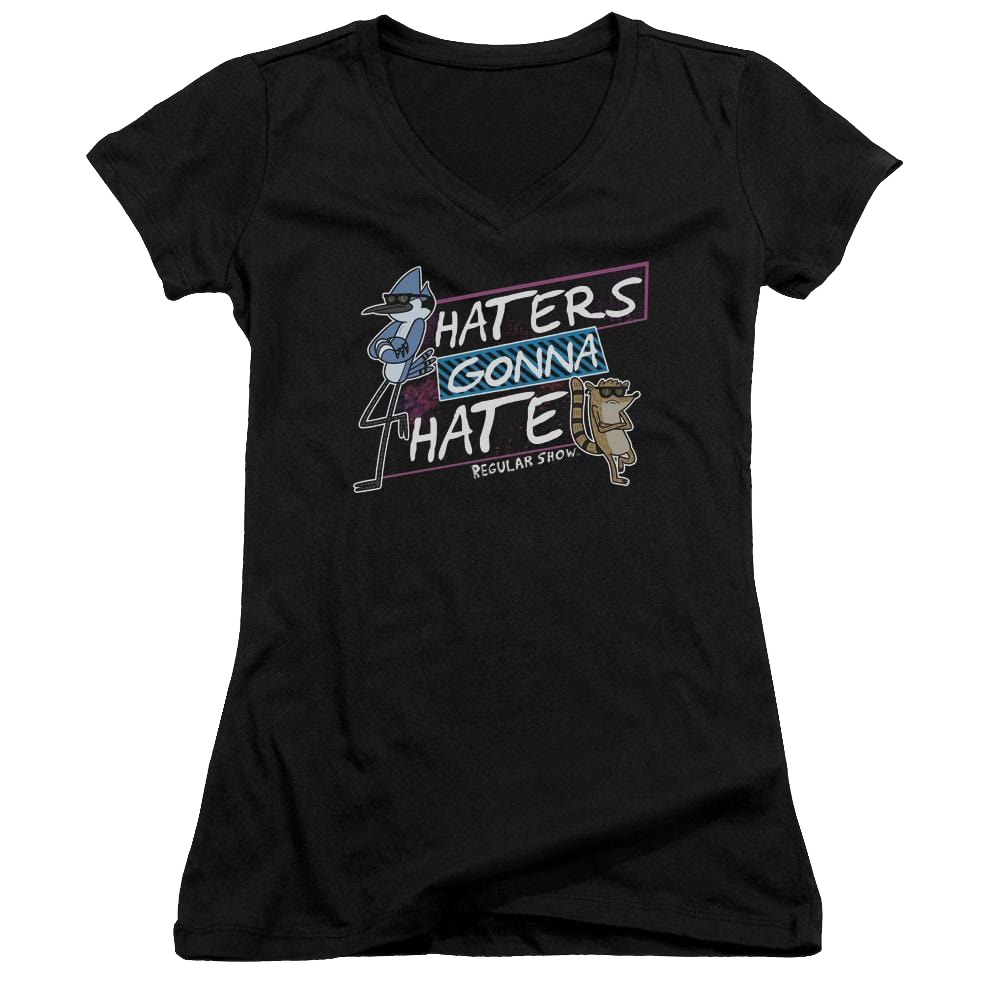 Regular Show Haters Gonna Hate Juniors V-Neck T-Shirt Juniors V-Neck T-Shirt The Regular Show
