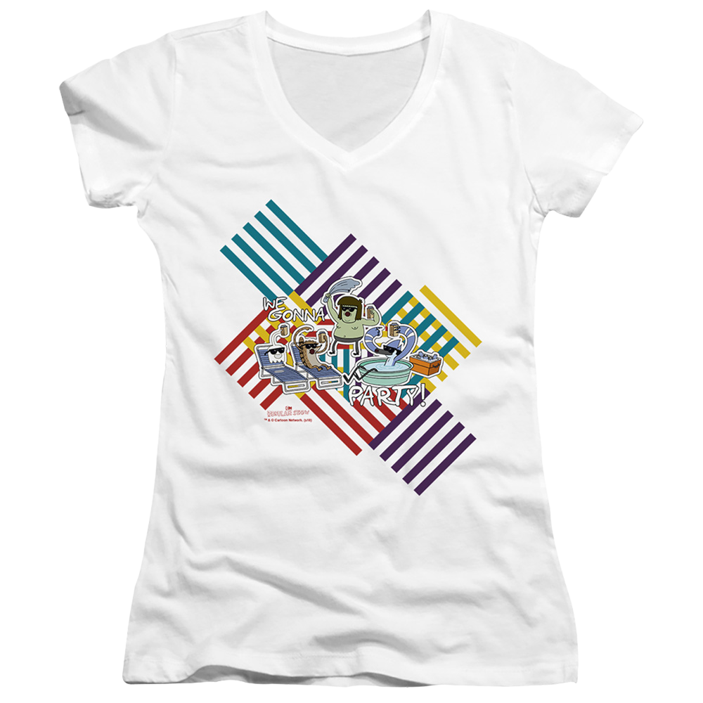 Regular Show We Gonna Party Juniors V-Neck T-Shirt Juniors V-Neck T-Shirt The Regular Show