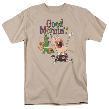 Sand men's regular fit t-shirt with Uncle Grandpa Good Mornin graphic