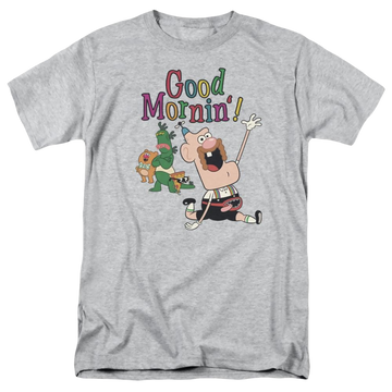Athletic heather men's regular fit t-shirt with Uncle Grandpa Good Mornin graphic