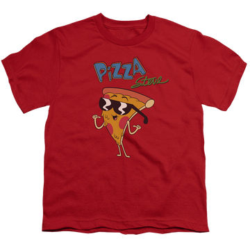Red youth t-shirt for ages 8 to 12 with Uncle Grandpa Pizza Steve graphic
