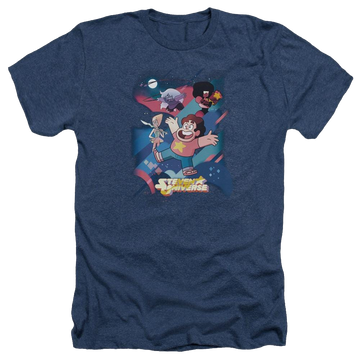 Navy men's heather t-shirt with Steven Universe Group Shot graphic