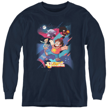 Navy youth long sleeve t-shirt with Steven Universe Group Shot graphic