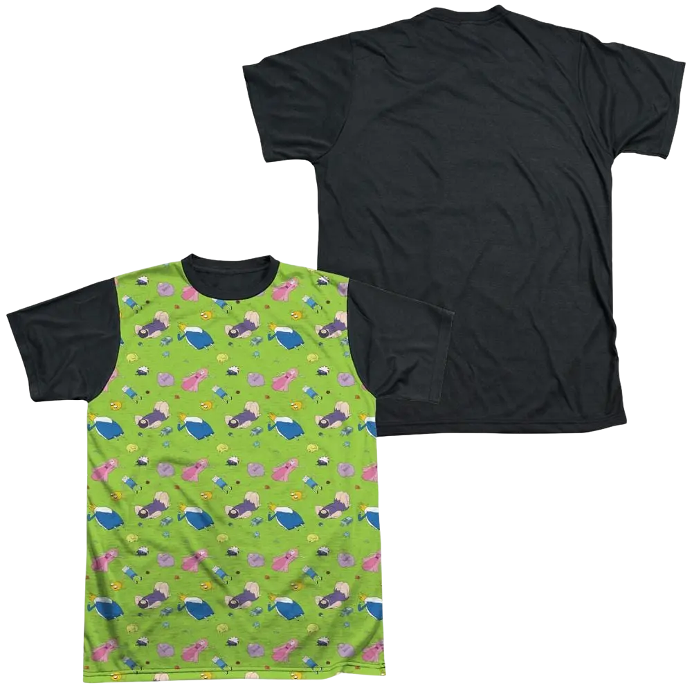 Adventure Time Green Fields - Men's Black Back T-Shirt Adventure Time