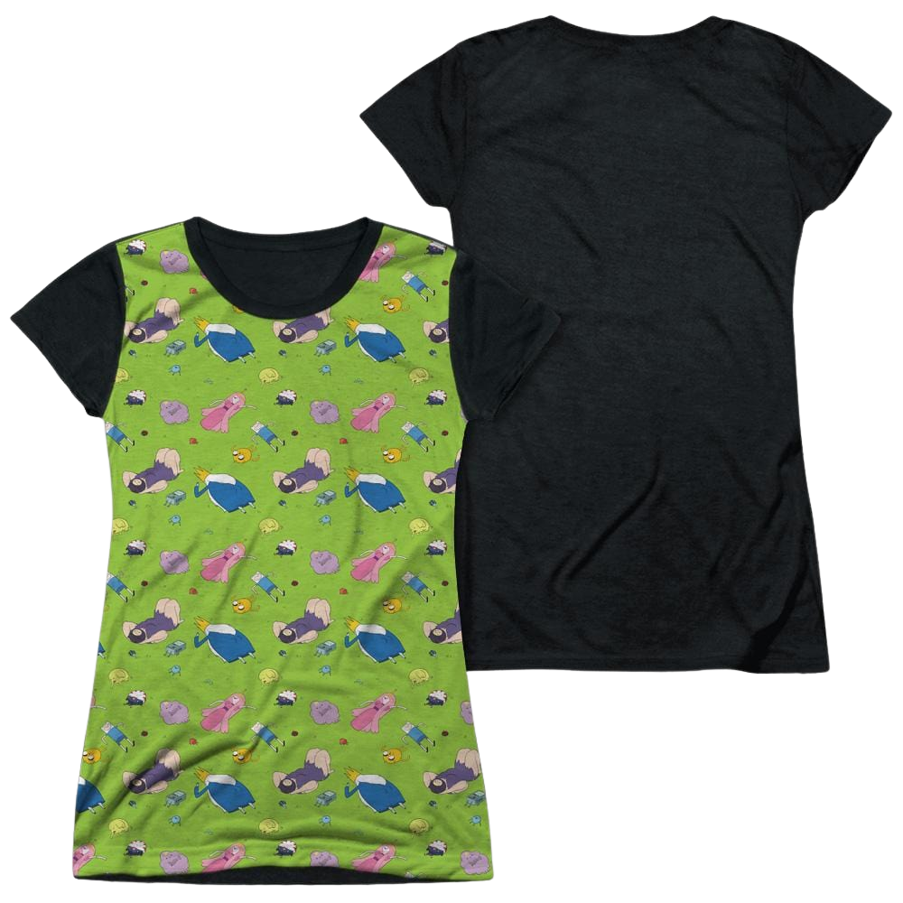 Adventure Time Green Fields - Juniors Black Back T-Shirt Juniors Black Back T-Shirt Adventure Time