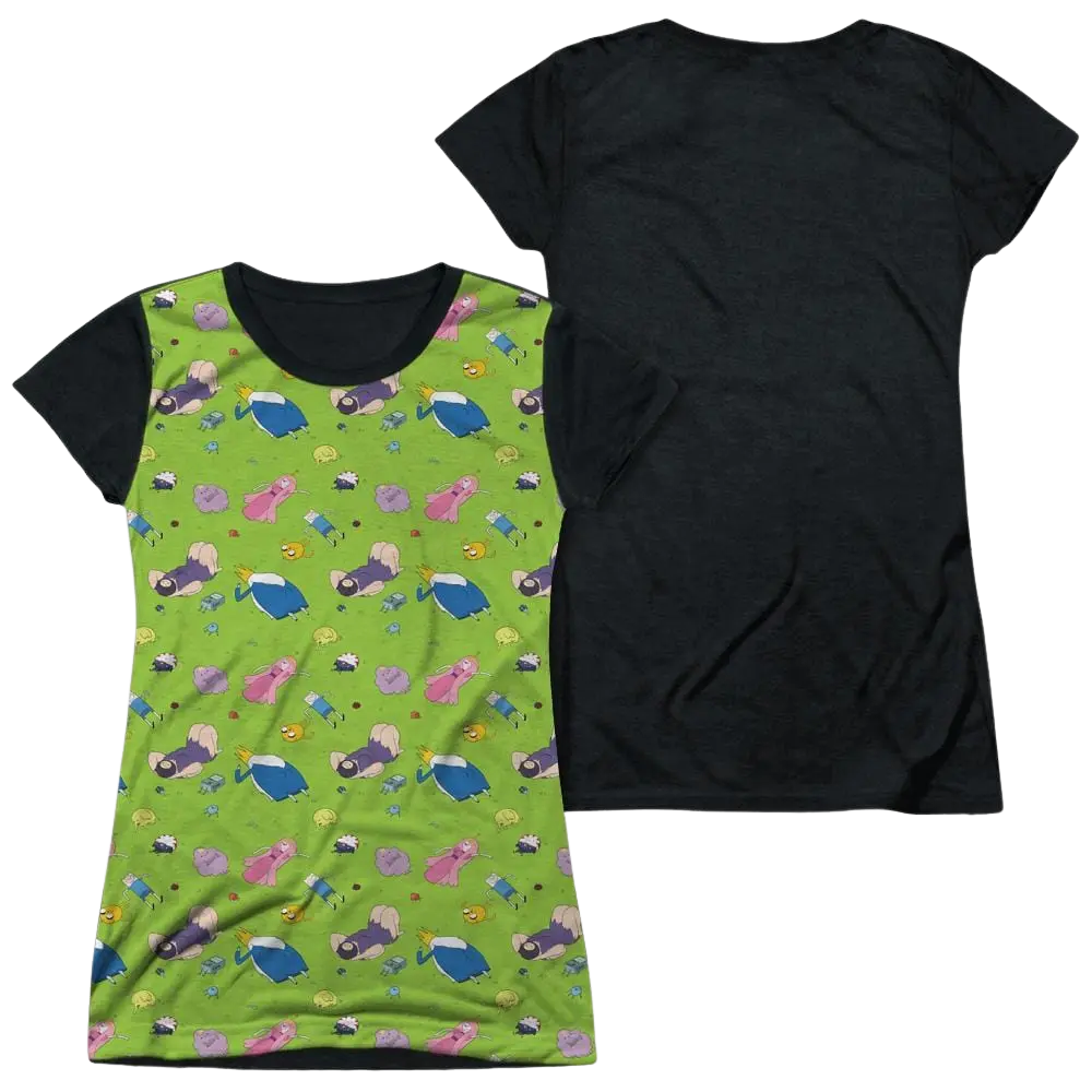 Adventure Time Green Fields - Juniors Black Back T-Shirt Adventure Time