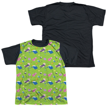Adventure Time Green Fields youth black back t-shirt for ages 8 to 12