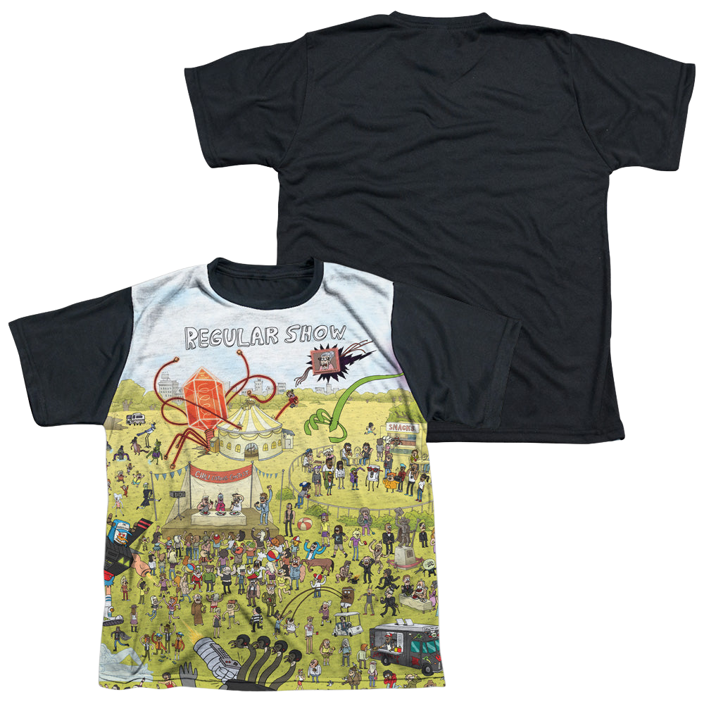 Regular Show, The Group Shot - Youth Black Back T-Shirt Youth Black Back T-Shirt (Ages 8-12) The Regular Show