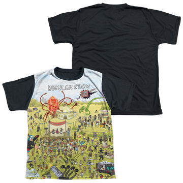 Regular Show, The Group Shot - Youth Black Back T-Shirt Youth Black Back T-Shirt (Ages 8-12) The Regular Show