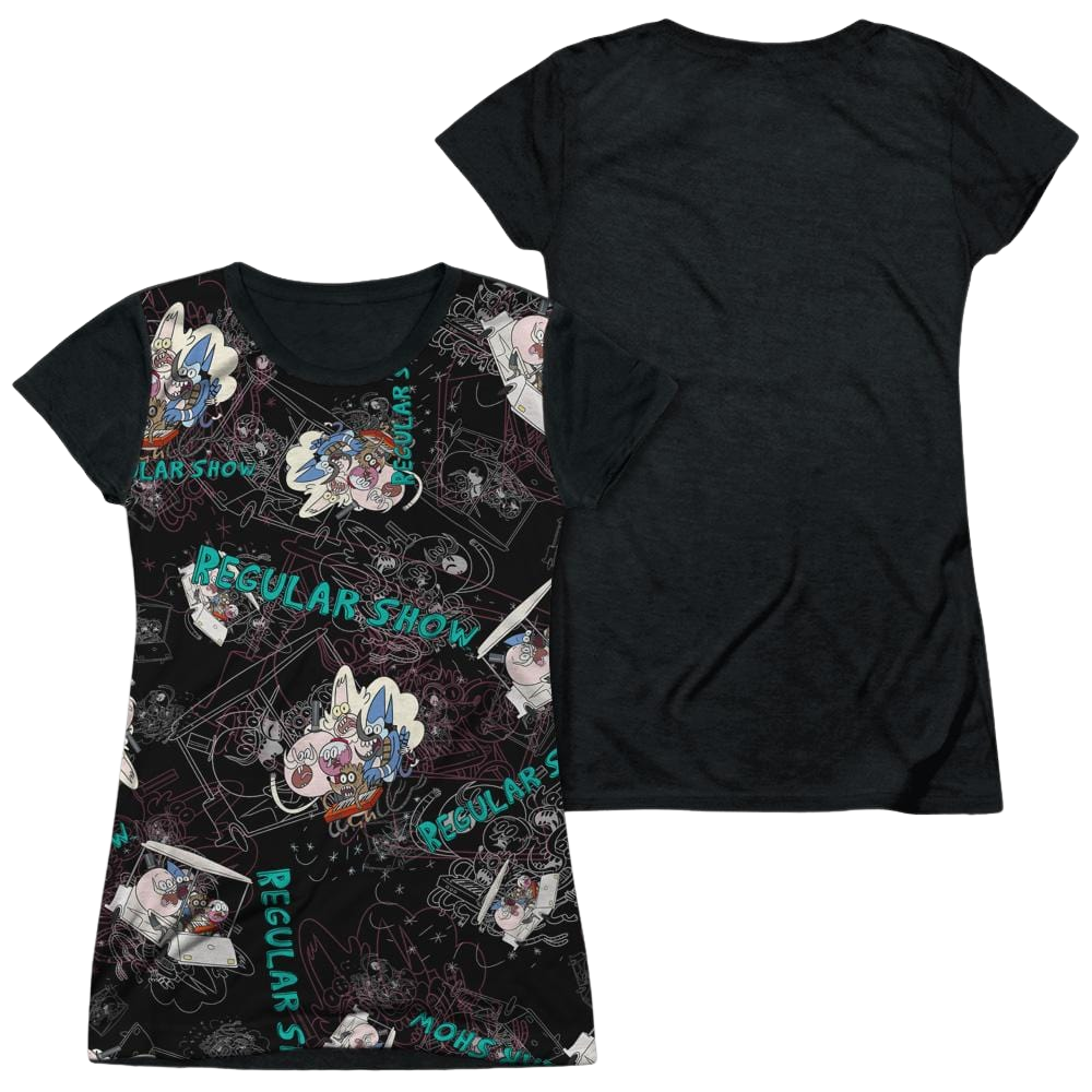 Regular Show Golf Cart Ride Juniors Black Back T-Shirt Juniors Black Back T-Shirt The Regular Show