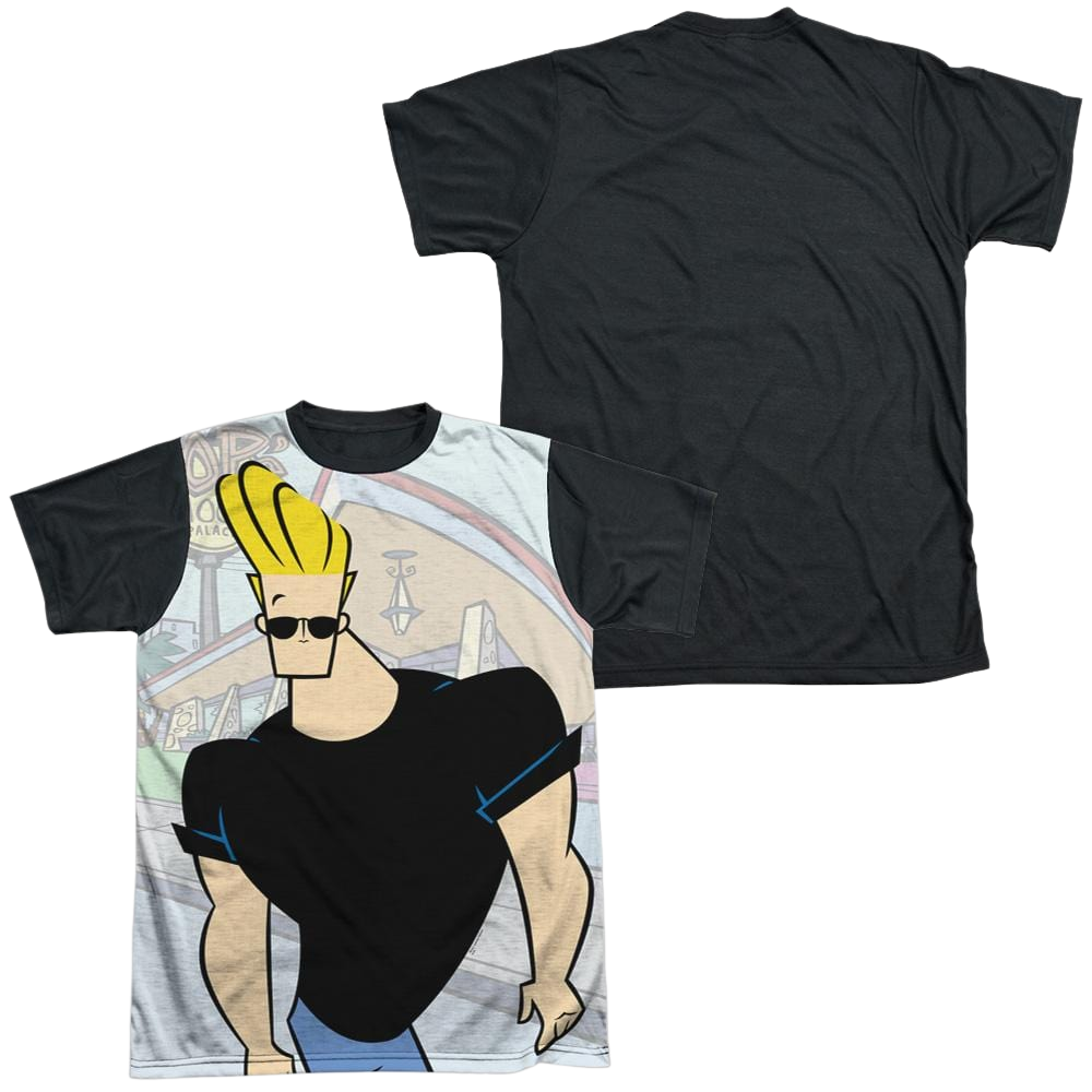Johnny Bravo Hanging Out Men's Black Back T-Shirt Men's Black Back T-Shirt Johnny Bravo