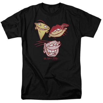Black men's regular fit t-shirt with Ed, Edd n Eddy Three Heads graphic
