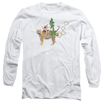 White men's long sleeve t-shirt with Uncle Grandpa Fart Hearts graphic